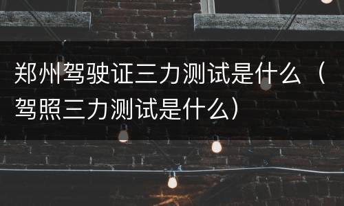 郑州驾驶证三力测试是什么（驾照三力测试是什么）