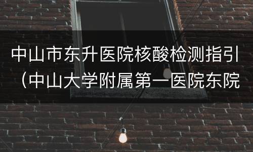 中山市东升医院核酸检测指引（中山大学附属第一医院东院核酸检测）