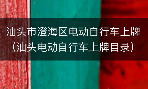 汕头市澄海区电动自行车上牌（汕头电动自行车上牌目录）