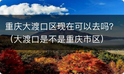 重庆大渡口区现在可以去吗？（大渡口是不是重庆市区）