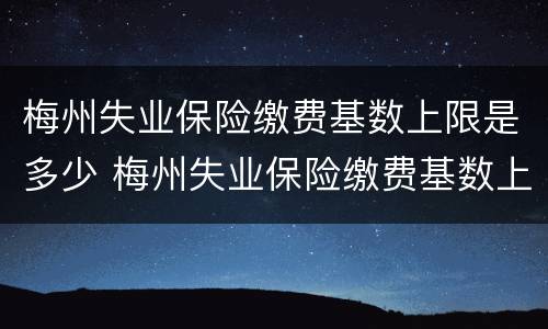 梅州失业保险缴费基数上限是多少 梅州失业保险缴费基数上限是多少啊