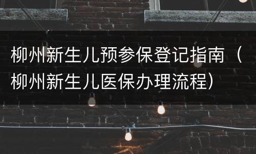 柳州新生儿预参保登记指南（柳州新生儿医保办理流程）