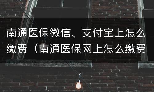 南通医保微信、支付宝上怎么缴费（南通医保网上怎么缴费）