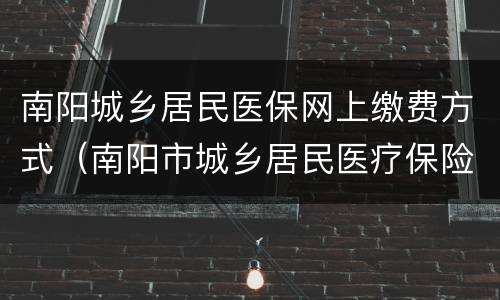 南阳城乡居民医保网上缴费方式（南阳市城乡居民医疗保险缴费）