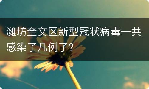 潍坊奎文区新型冠状病毒一共感染了几例了？