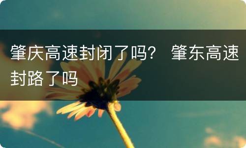 肇庆高速封闭了吗？ 肇东高速封路了吗