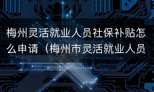 梅州灵活就业人员社保补贴怎么申请（梅州市灵活就业人员社保补贴）