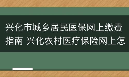 兴化市城乡居民医保网上缴费指南 兴化农村医疗保险网上怎么缴费