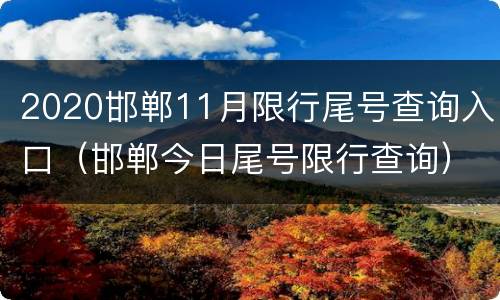 2020邯郸11月限行尾号查询入口（邯郸今日尾号限行查询）