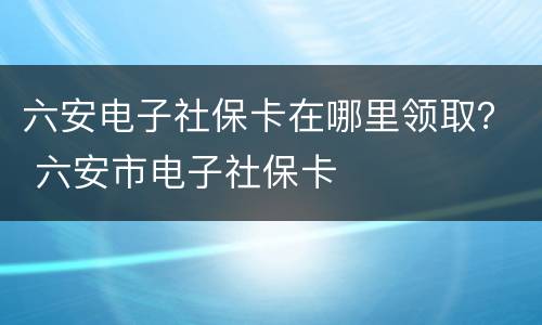 六安电子社保卡在哪里领取？ 六安市电子社保卡