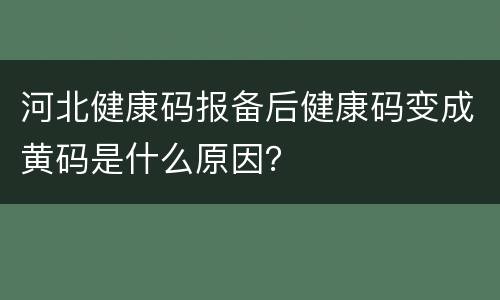 河北健康码报备后健康码变成黄码是什么原因？