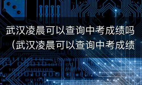 武汉凌晨可以查询中考成绩吗（武汉凌晨可以查询中考成绩吗初中）