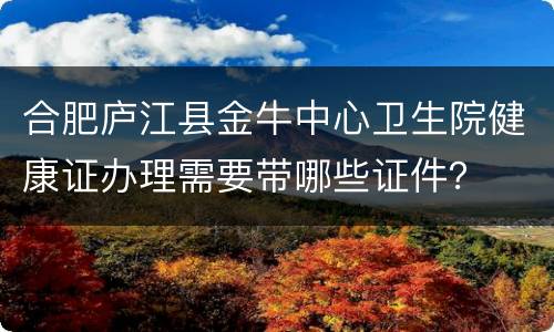合肥庐江县金牛中心卫生院健康证办理需要带哪些证件？