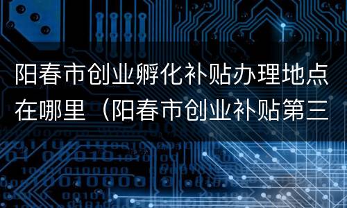 阳春市创业孵化补贴办理地点在哪里（阳春市创业补贴第三批）