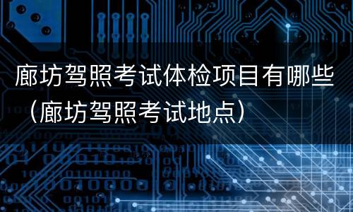 廊坊驾照考试体检项目有哪些（廊坊驾照考试地点）