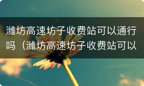 潍坊高速坊子收费站可以通行吗（潍坊高速坊子收费站可以通行吗）