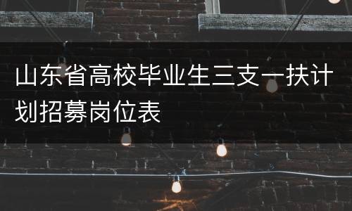 山东省高校毕业生三支一扶计划招募岗位表