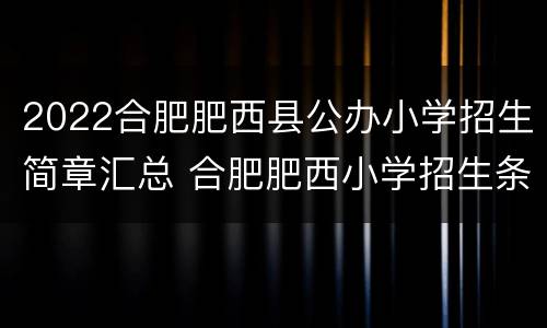 2022合肥肥西县公办小学招生简章汇总 合肥肥西小学招生条件