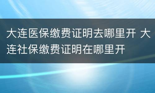 大连医保缴费证明去哪里开 大连社保缴费证明在哪里开