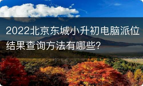 2022北京东城小升初电脑派位结果查询方法有哪些？