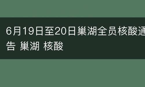 6月19日至20日巢湖全员核酸通告 巢湖 核酸