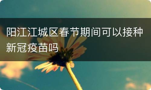 阳江江城区春节期间可以接种新冠疫苗吗