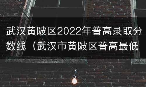 武汉黄陂区2022年普高录取分数线（武汉市黄陂区普高最低分数线）