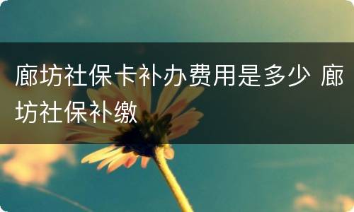 廊坊社保卡补办费用是多少 廊坊社保补缴