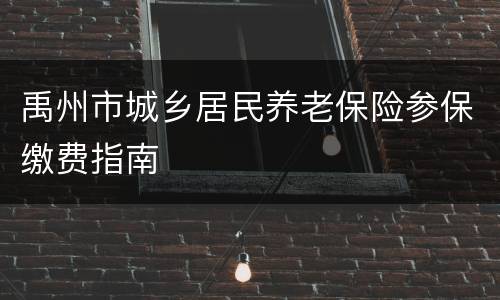 禹州市城乡居民养老保险参保缴费指南