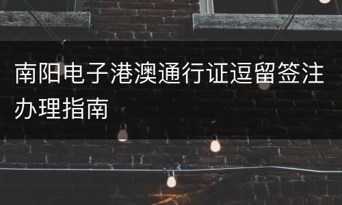 南阳电子港澳通行证逗留签注办理指南