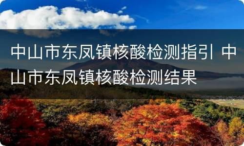 中山市东凤镇核酸检测指引 中山市东凤镇核酸检测结果