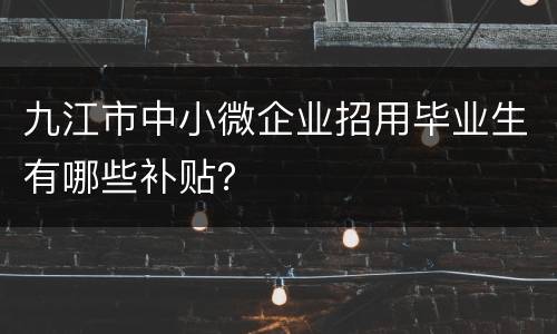 九江市中小微企业招用毕业生有哪些补贴？
