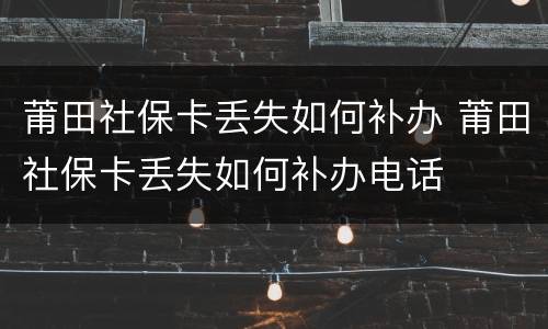 莆田社保卡丢失如何补办 莆田社保卡丢失如何补办电话