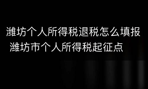 潍坊个人所得税退税怎么填报 潍坊市个人所得税起征点