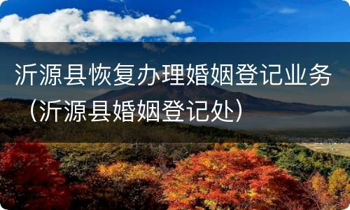 沂源县恢复办理婚姻登记业务（沂源县婚姻登记处）