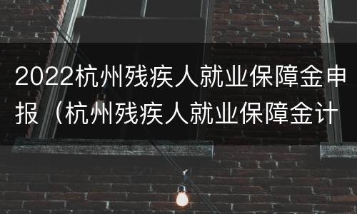 2022杭州残疾人就业保障金申报（杭州残疾人就业保障金计算）