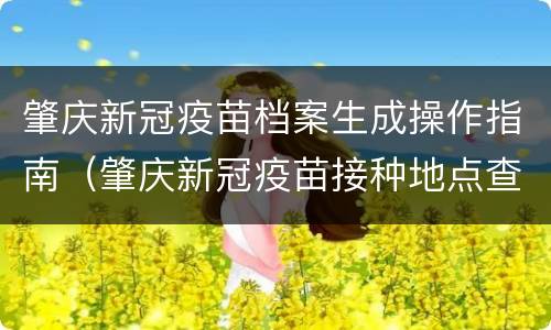 肇庆新冠疫苗档案生成操作指南（肇庆新冠疫苗接种地点查询）