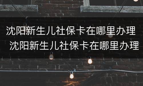 沈阳新生儿社保卡在哪里办理 沈阳新生儿社保卡在哪里办理的