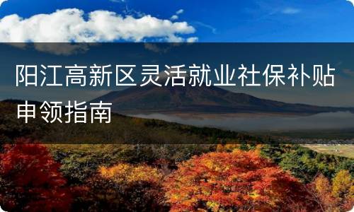 阳江高新区灵活就业社保补贴申领指南