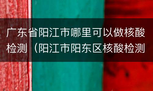 广东省阳江市哪里可以做核酸检测（阳江市阳东区核酸检测）