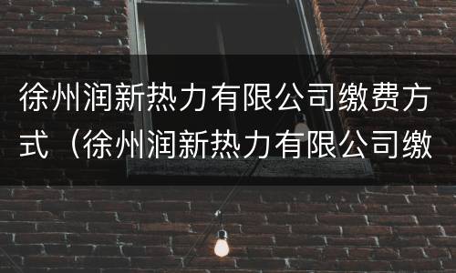 徐州润新热力有限公司缴费方式（徐州润新热力有限公司缴费方式查询）