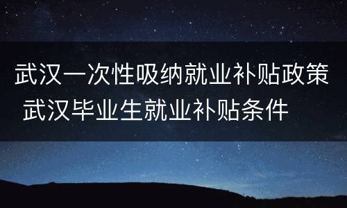 武汉一次性吸纳就业补贴政策 武汉毕业生就业补贴条件