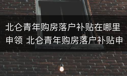 北仑青年购房落户补贴在哪里申领 北仑青年购房落户补贴申请需要什么资料