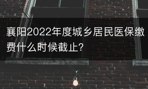襄阳2022年度城乡居民医保缴费什么时候截止？