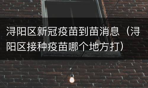 浔阳区新冠疫苗到苗消息（浔阳区接种疫苗哪个地方打）