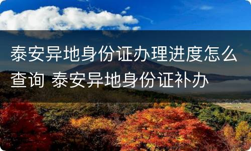 泰安异地身份证办理进度怎么查询 泰安异地身份证补办