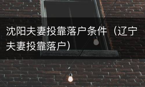 沈阳夫妻投靠落户条件（辽宁夫妻投靠落户）
