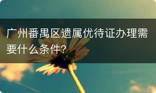 广州番禺区遗属优待证办理需要什么条件？