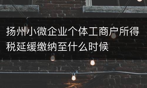 扬州小微企业个体工商户所得税延缓缴纳至什么时候