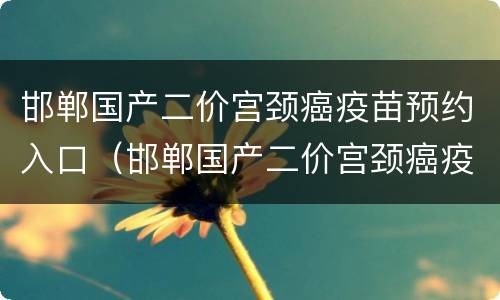 邯郸国产二价宫颈癌疫苗预约入口（邯郸国产二价宫颈癌疫苗预约入口地址）